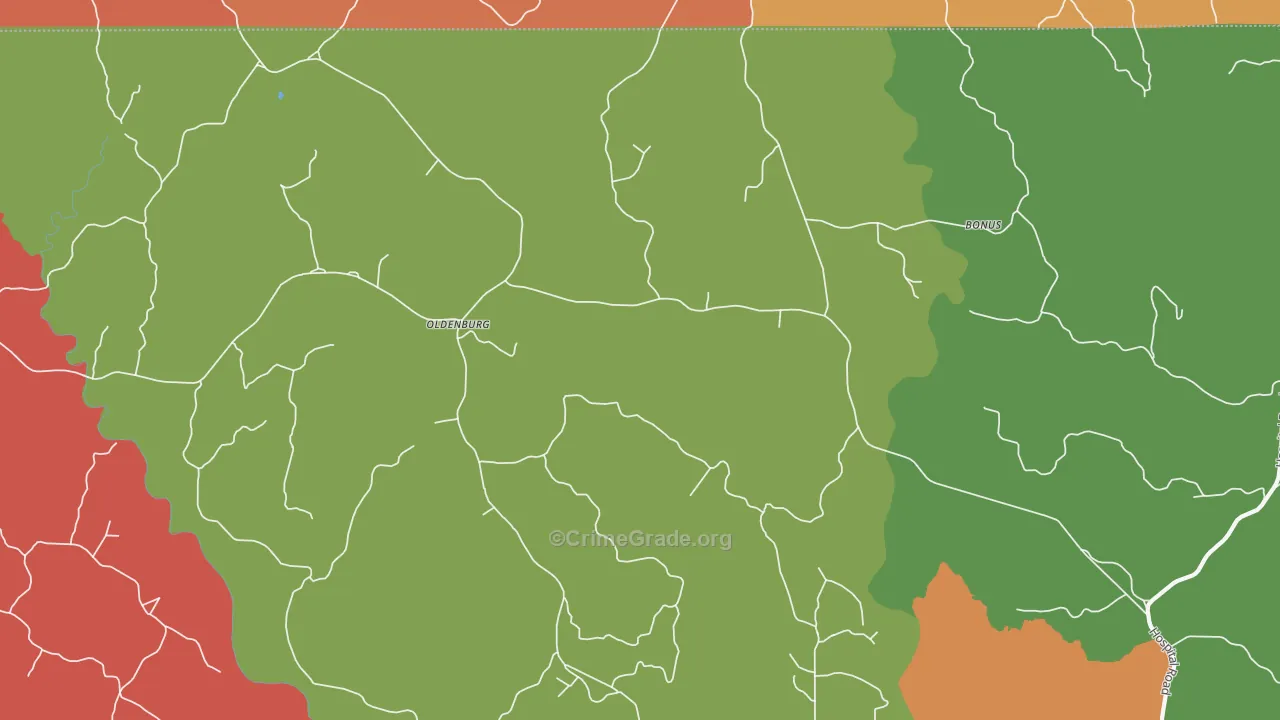 Oldenburg, MS Map of Robbery Rates