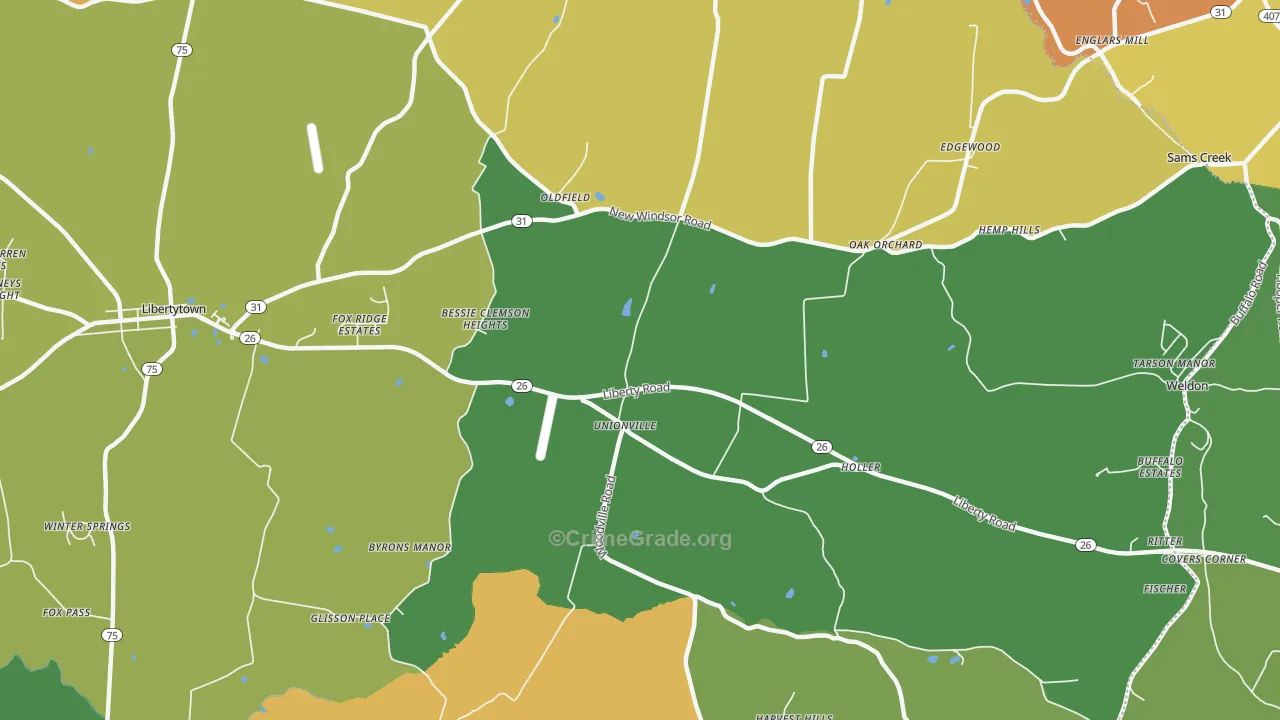 Oldfield, MD Map of Robbery Rates
