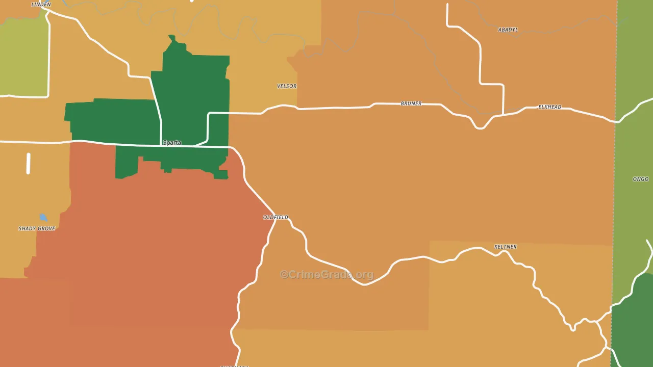 Oldfield, MO Map of Robbery Rates