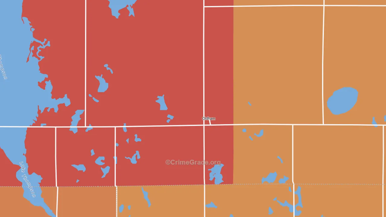 Oldham, SD Map of Robbery Rates