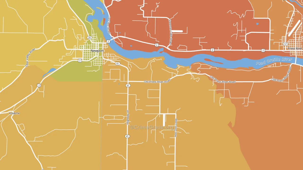 Oldtown, ID Map of Robbery Rates