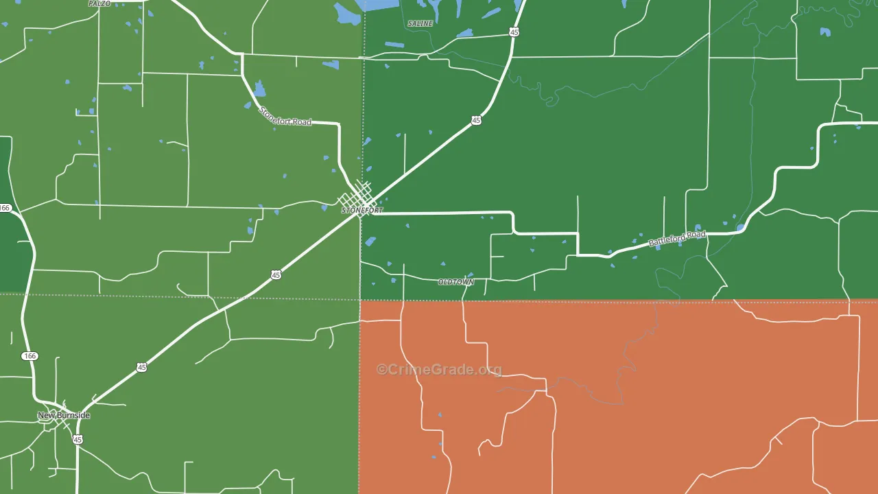 Oldtown, IL Map of Robbery Rates