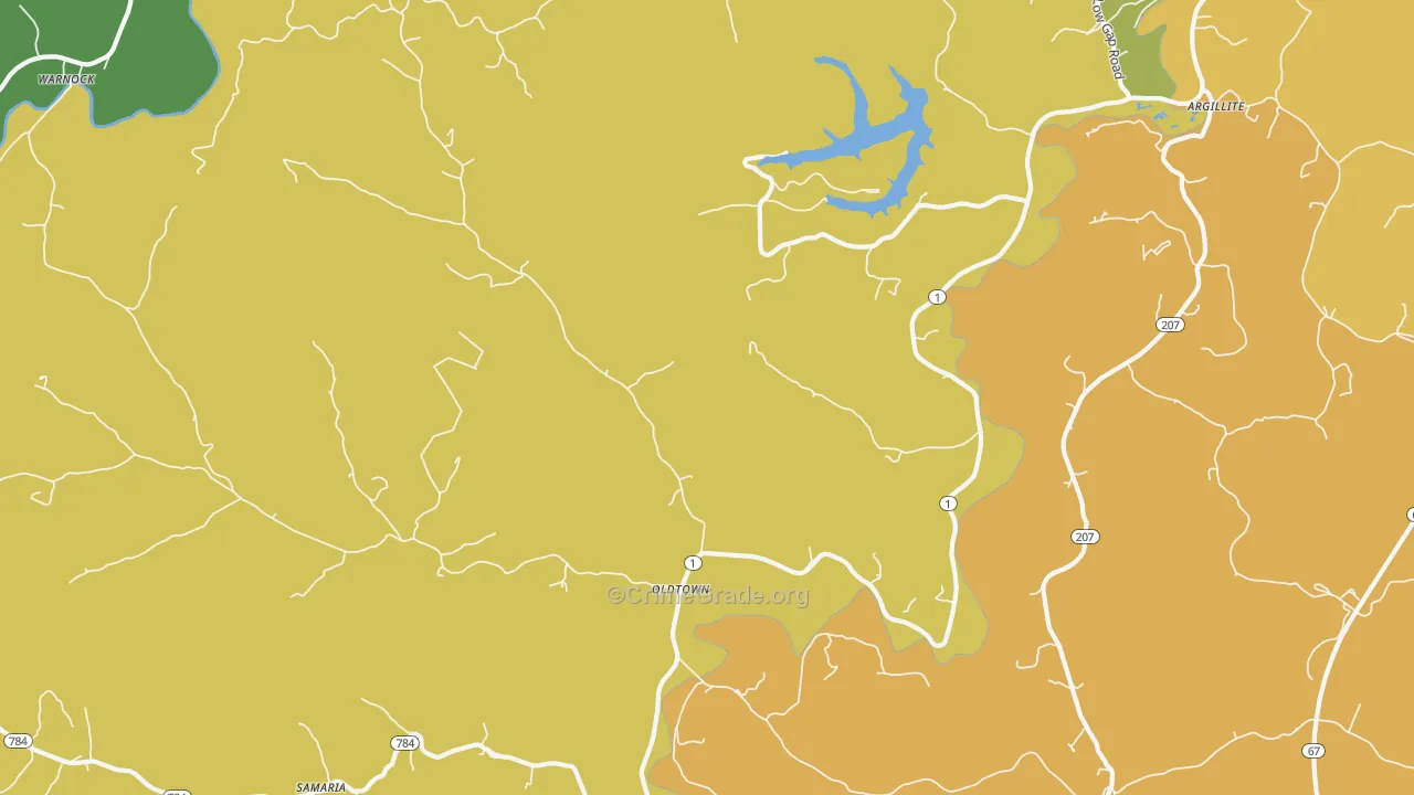 Oldtown, KY Map of Robbery Rates