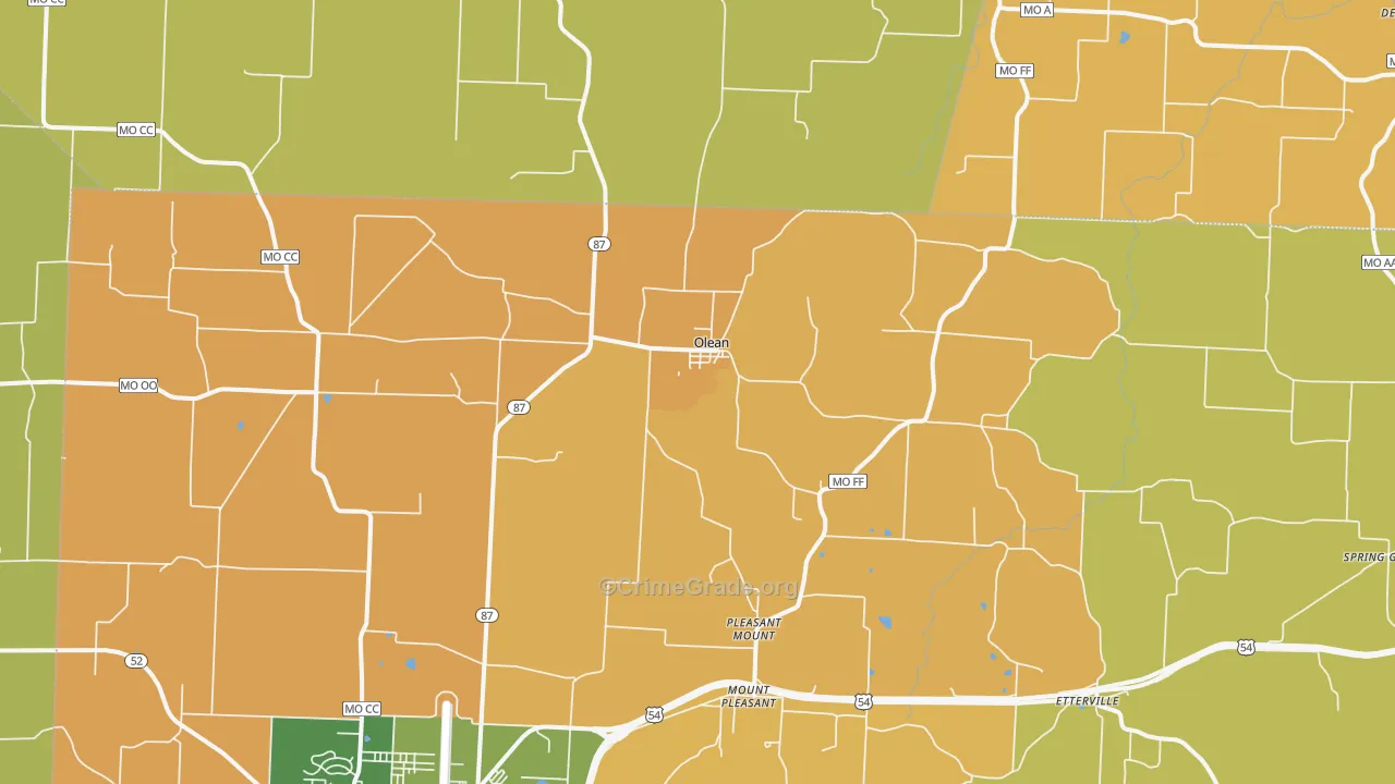Olean, MO Map of Robbery Rates
