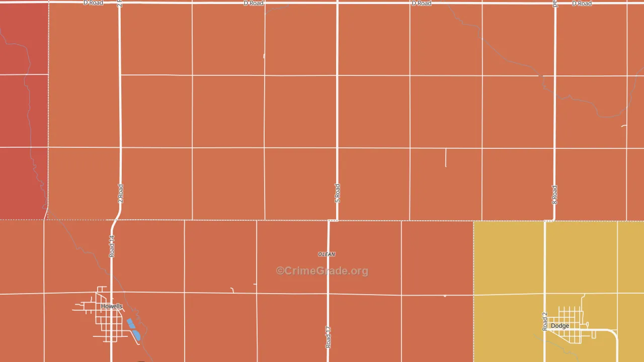 Olean, NE Map of Robbery Rates