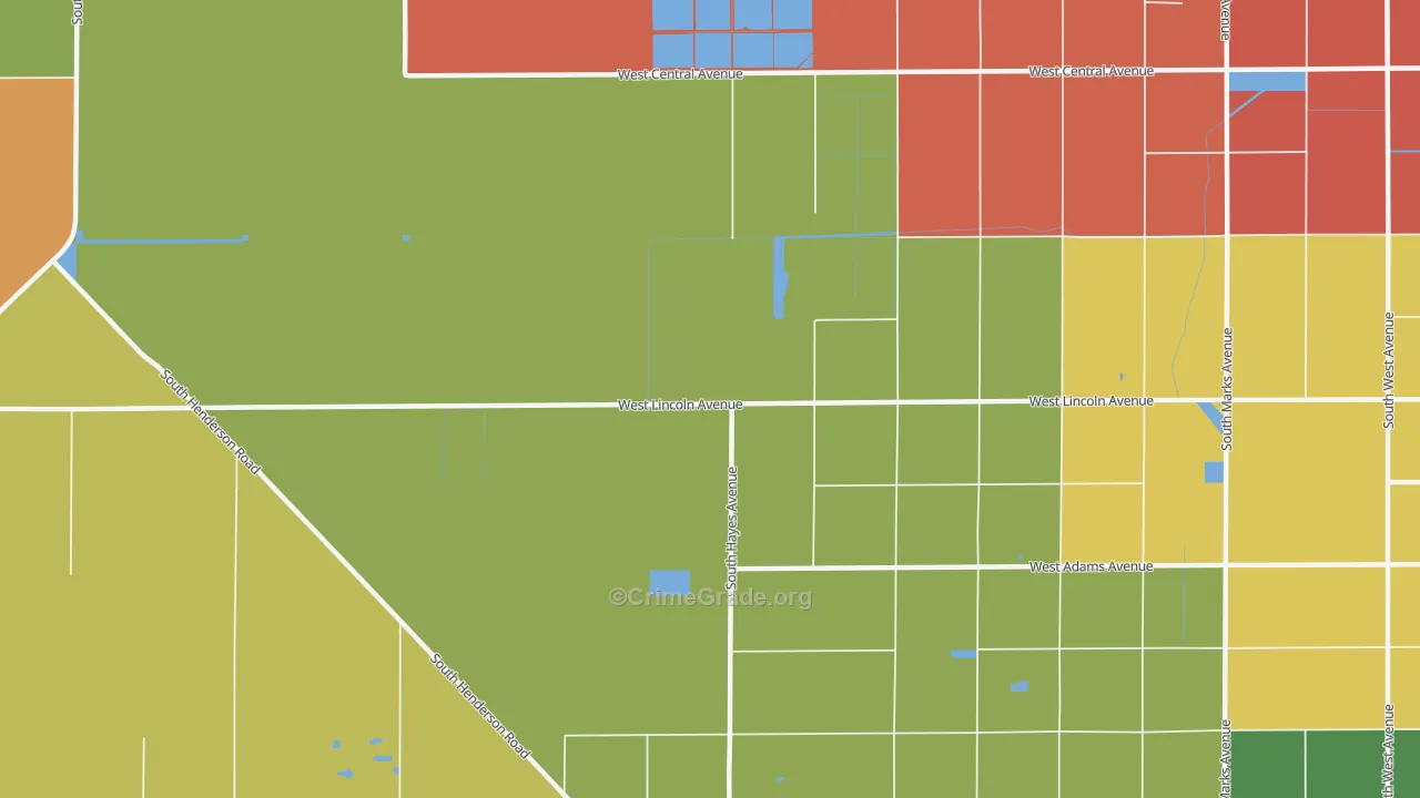 Oleander, CA Map of Robbery Rates