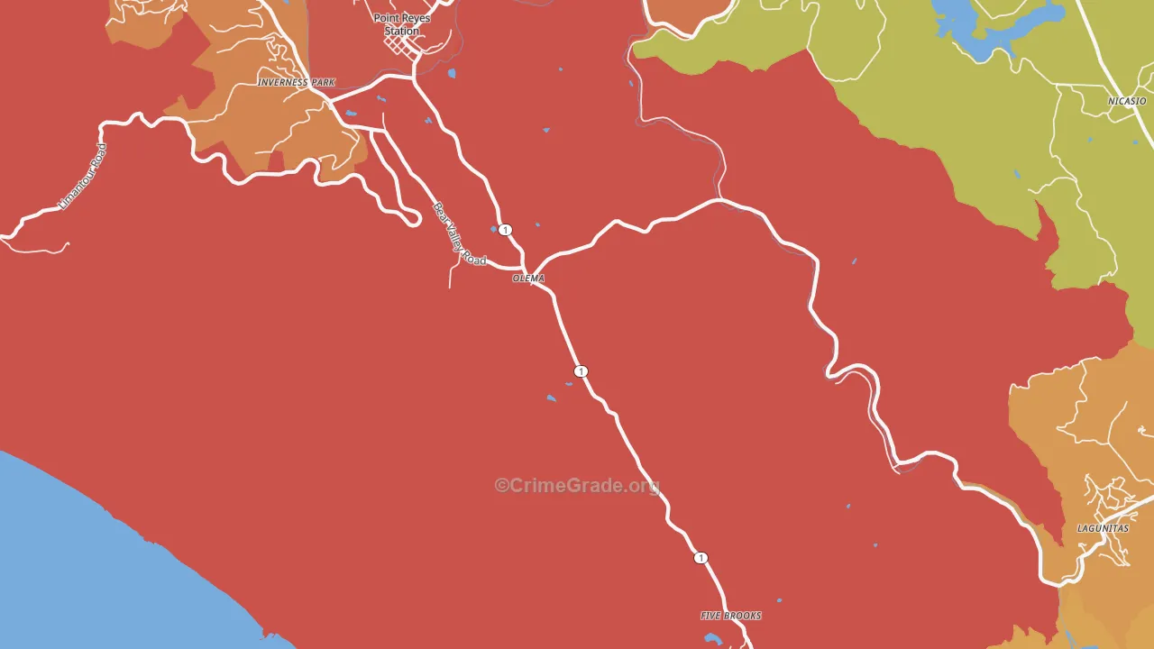 Olema, CA Map of Robbery Rates