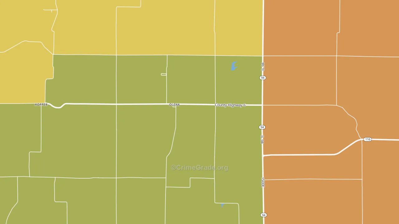 Olena, IL Map of Robbery Rates