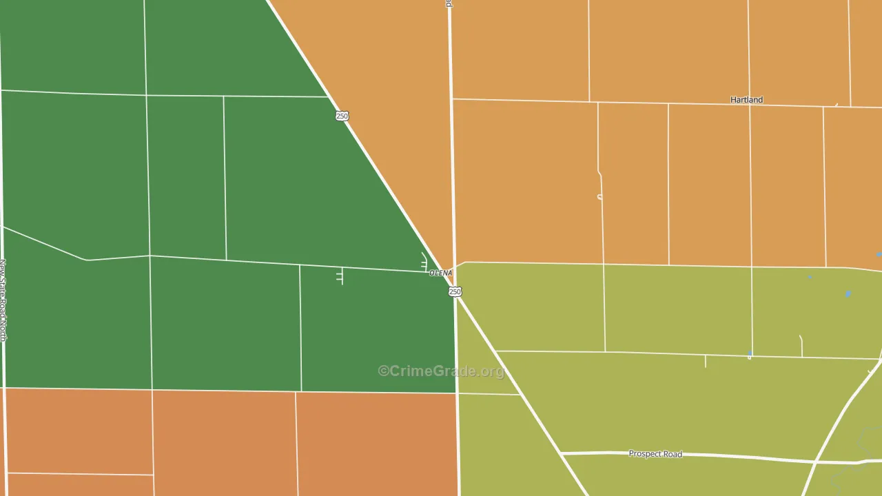 Olena, OH Map of Robbery Rates