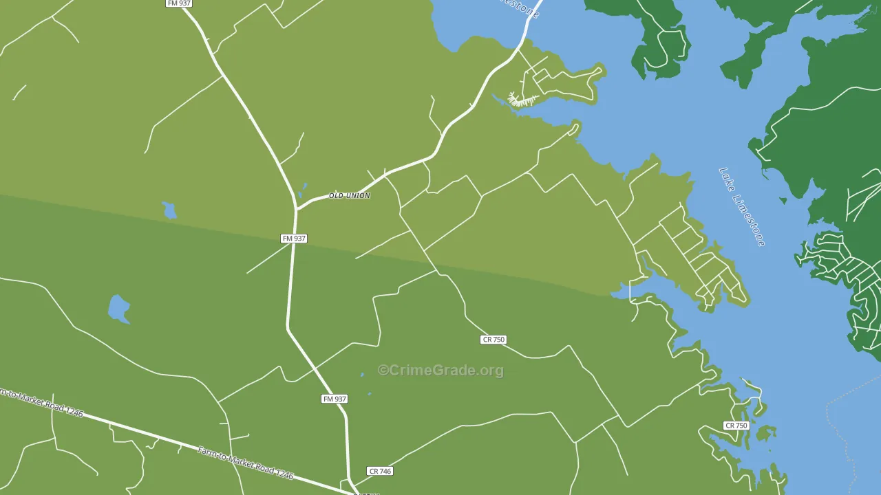 Oletha, TX Map of Robbery Rates