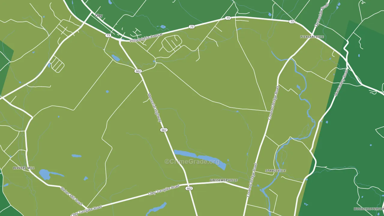 Oley Furnace, PA Map of Robbery Rates