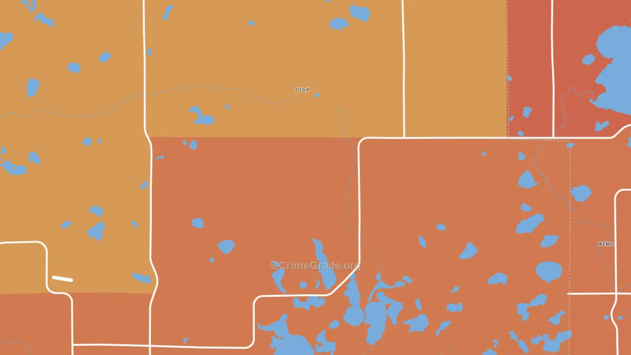 Olga, MN Map of Robbery Rates