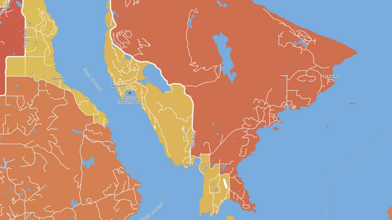 Olga, WA Map of Robbery Rates
