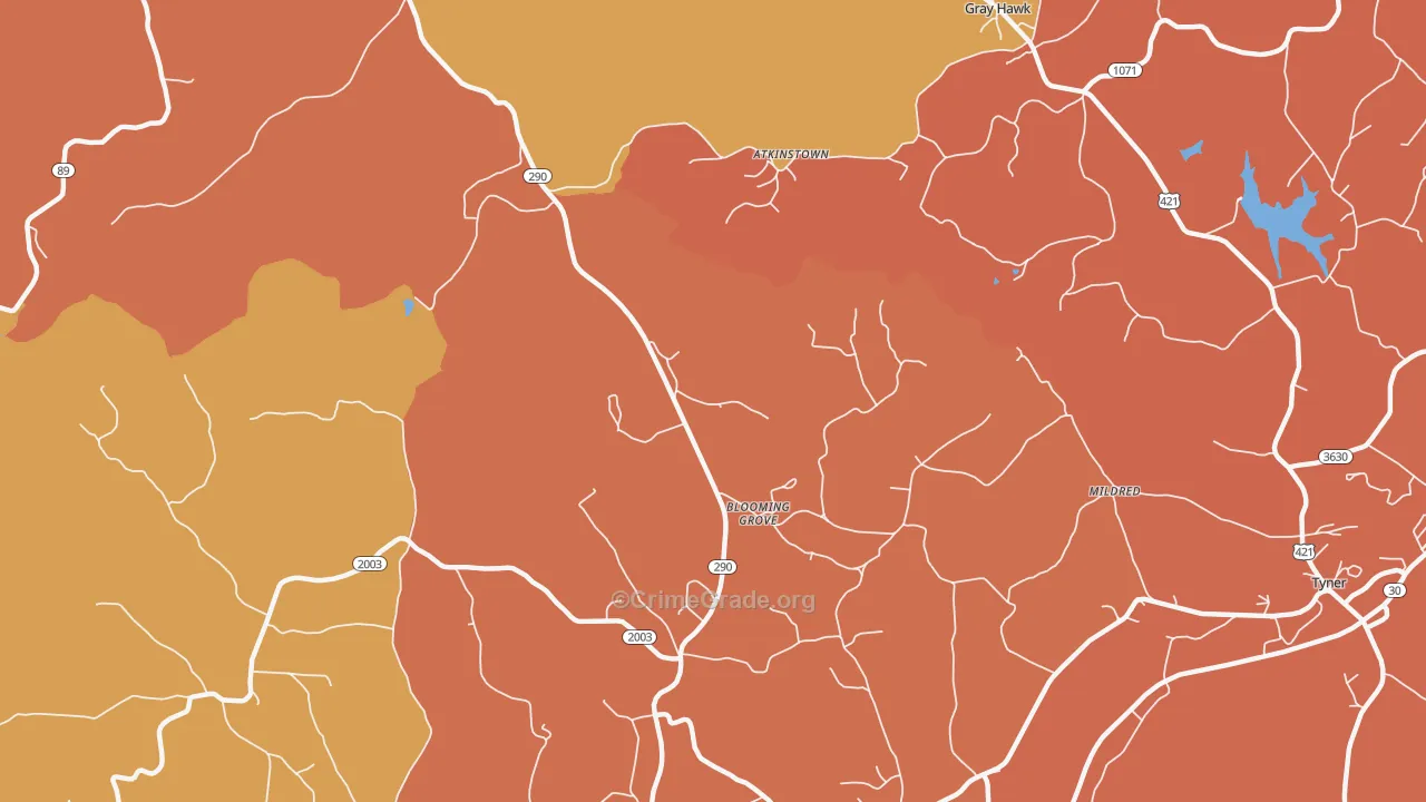 Olin, KY Map of Robbery Rates