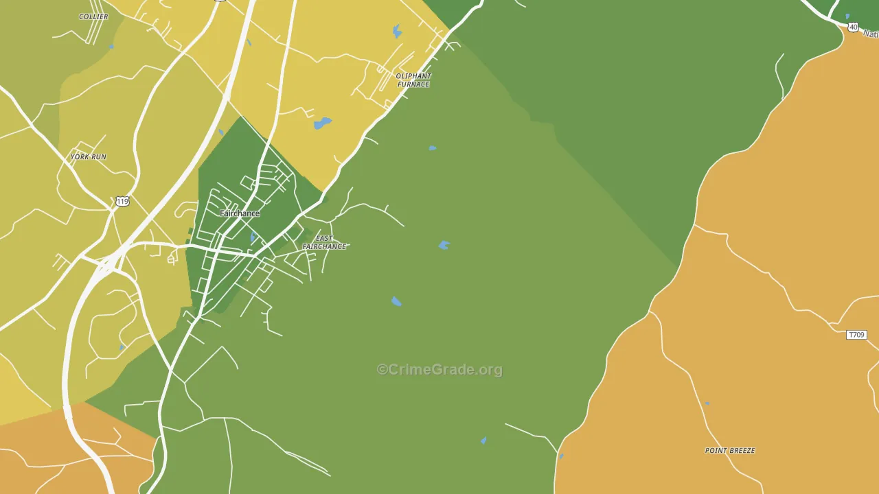 Oliphant Furnace, PA Map of Robbery Rates