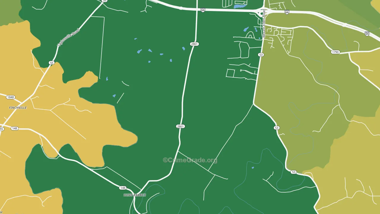 Olive Branch, KY Map of Robbery Rates