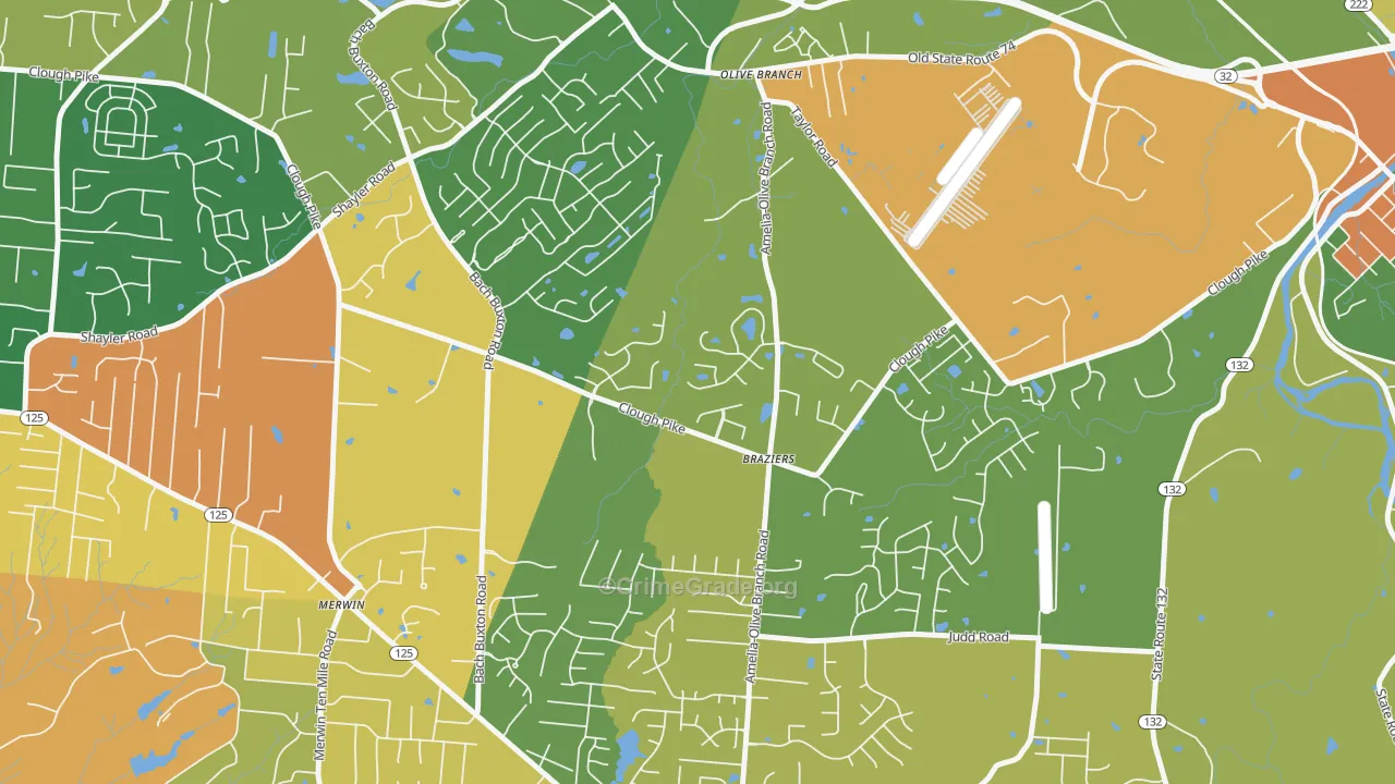 Olive Branch, OH Map of Robbery Rates