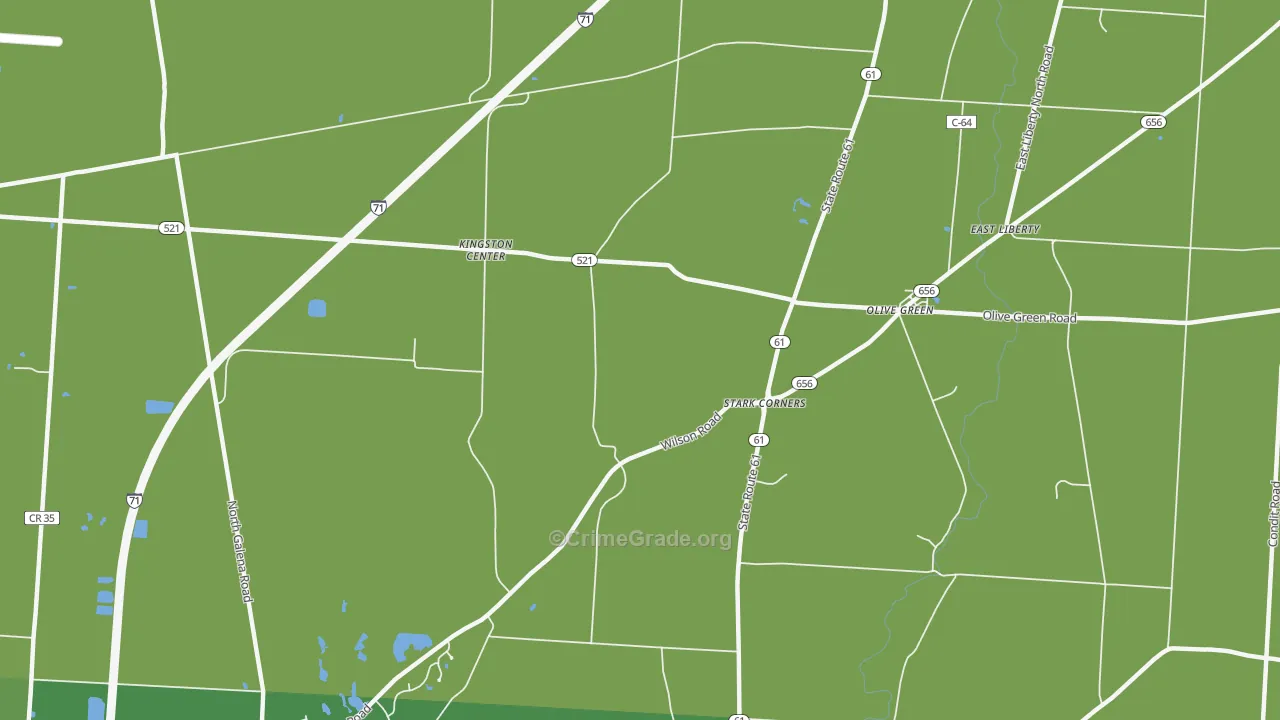 Olive Green, OH Map of Robbery Rates