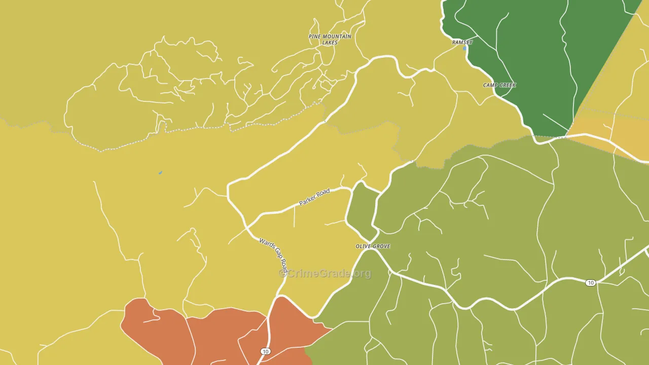 Olive Grove, NC Map of Robbery Rates