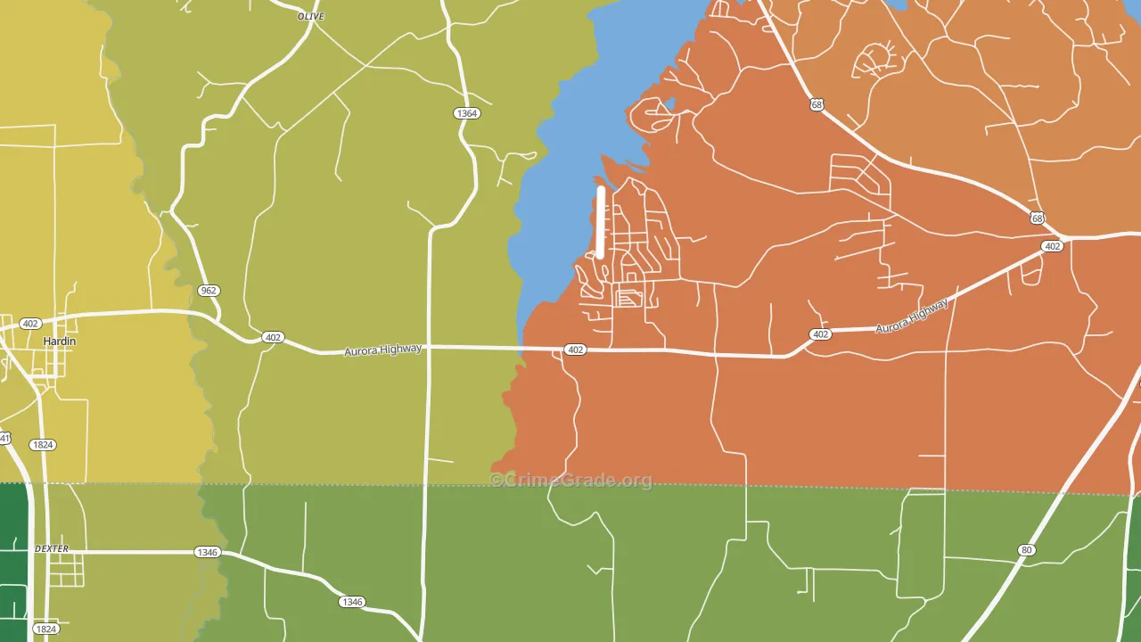 Olive, KY Map of Robbery Rates