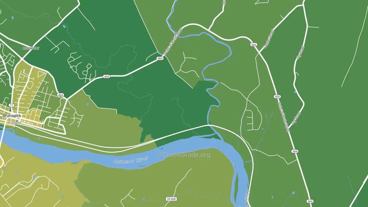 Olive, MD Map of Robbery Rates