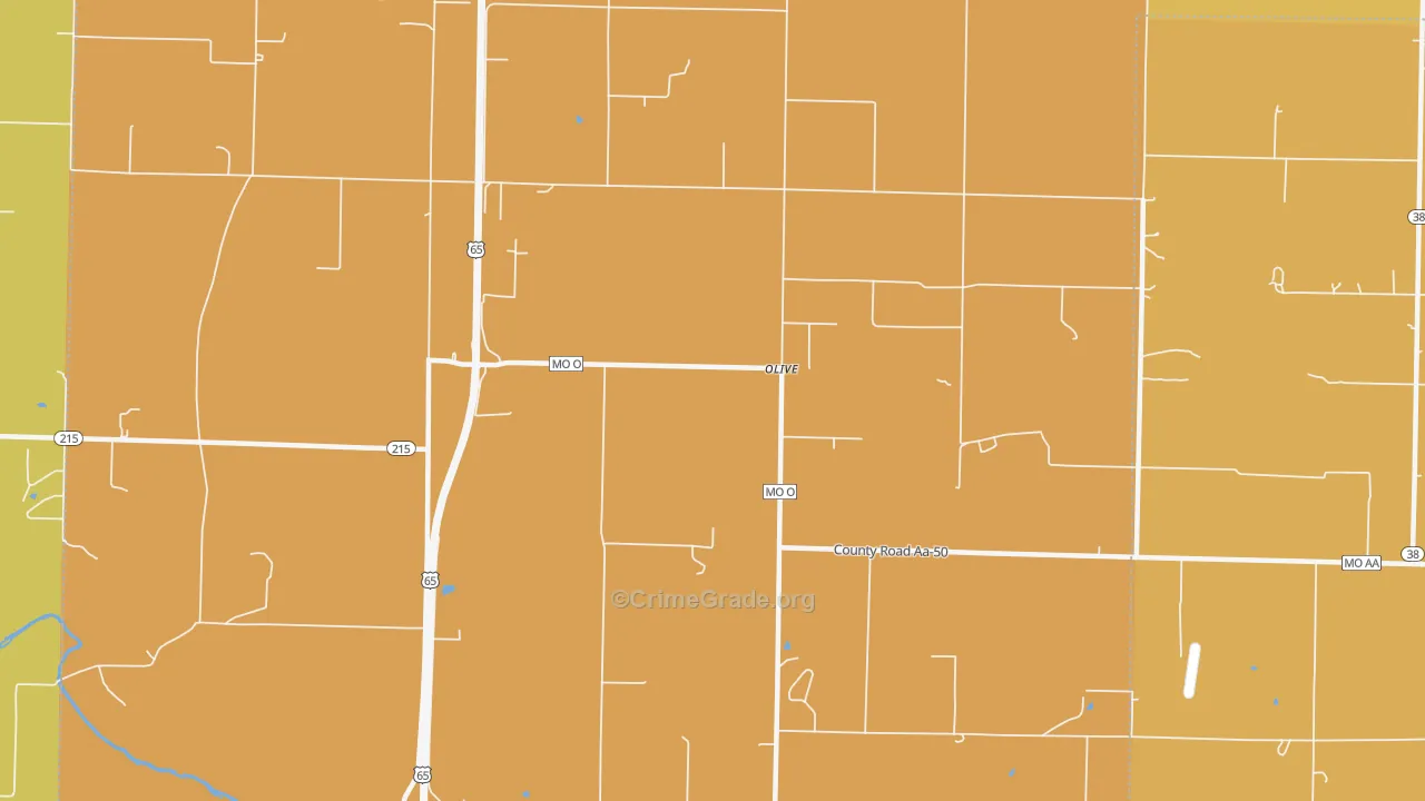 Olive, MO Map of Robbery Rates