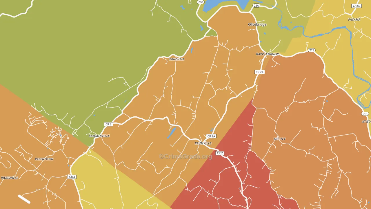 Olivebridge, NY Map of Robbery Rates