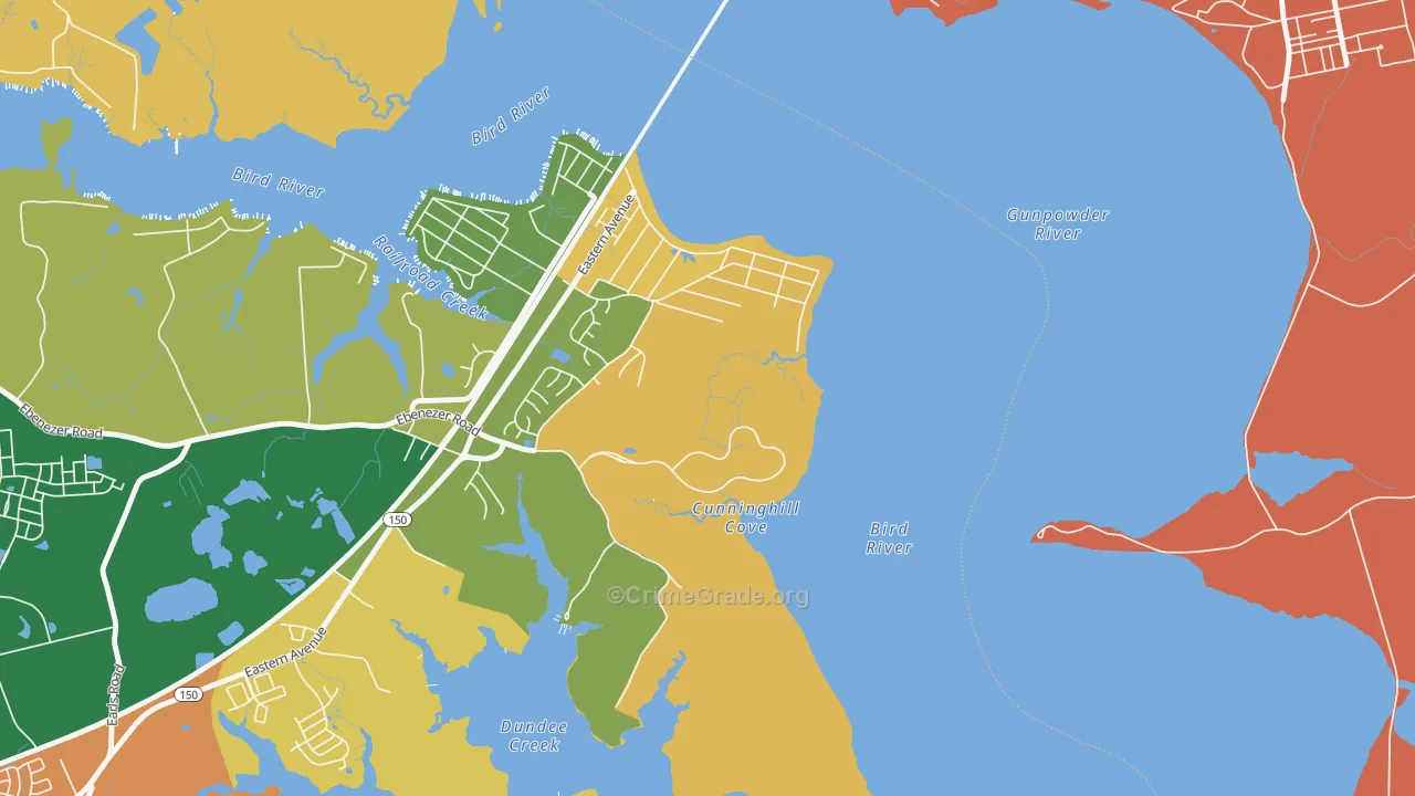 Oliver Beach, MD Map of Robbery Rates