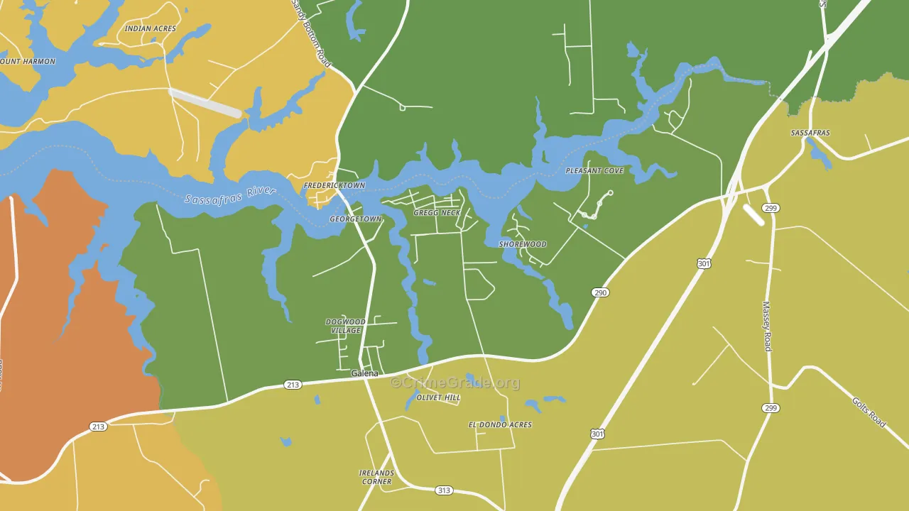 Olivet Hill, MD Map of Robbery Rates