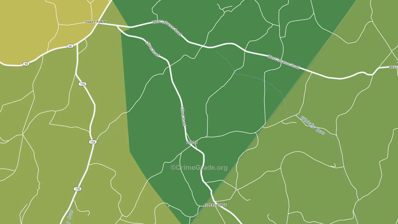 Olivet, PA Map of Robbery Rates