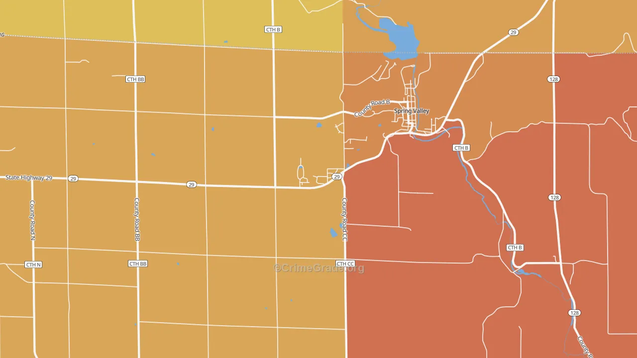 Olivet, WI Map of Robbery Rates