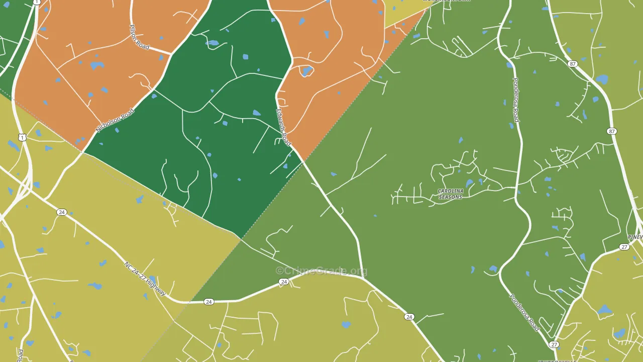 Olivia, NC Map of Robbery Rates