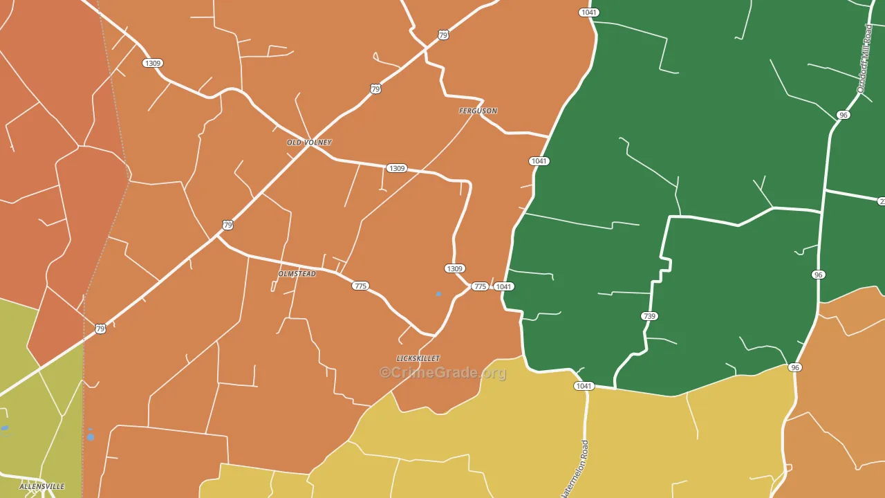 Olmstead, KY Map of Robbery Rates