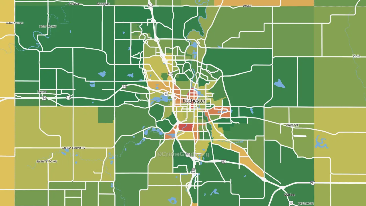 Olmsted County, MN Map of Robbery Rates