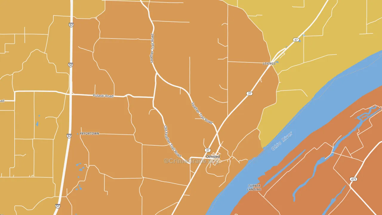 Olmsted, IL Map of Robbery Rates