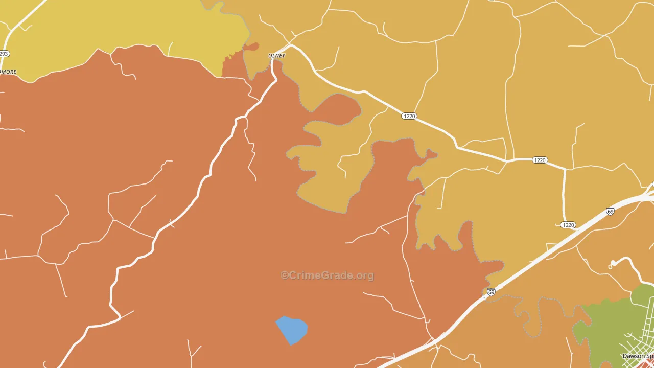 Olney, KY Map of Robbery Rates