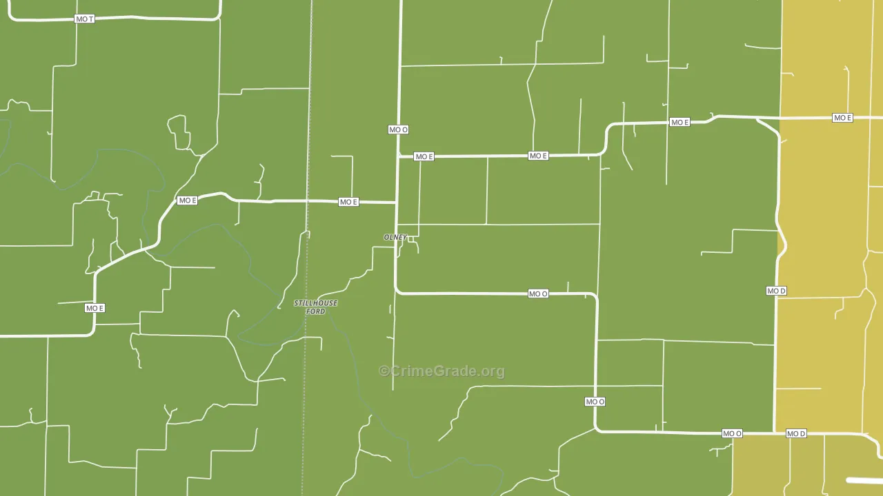 Olney, MO Map of Robbery Rates