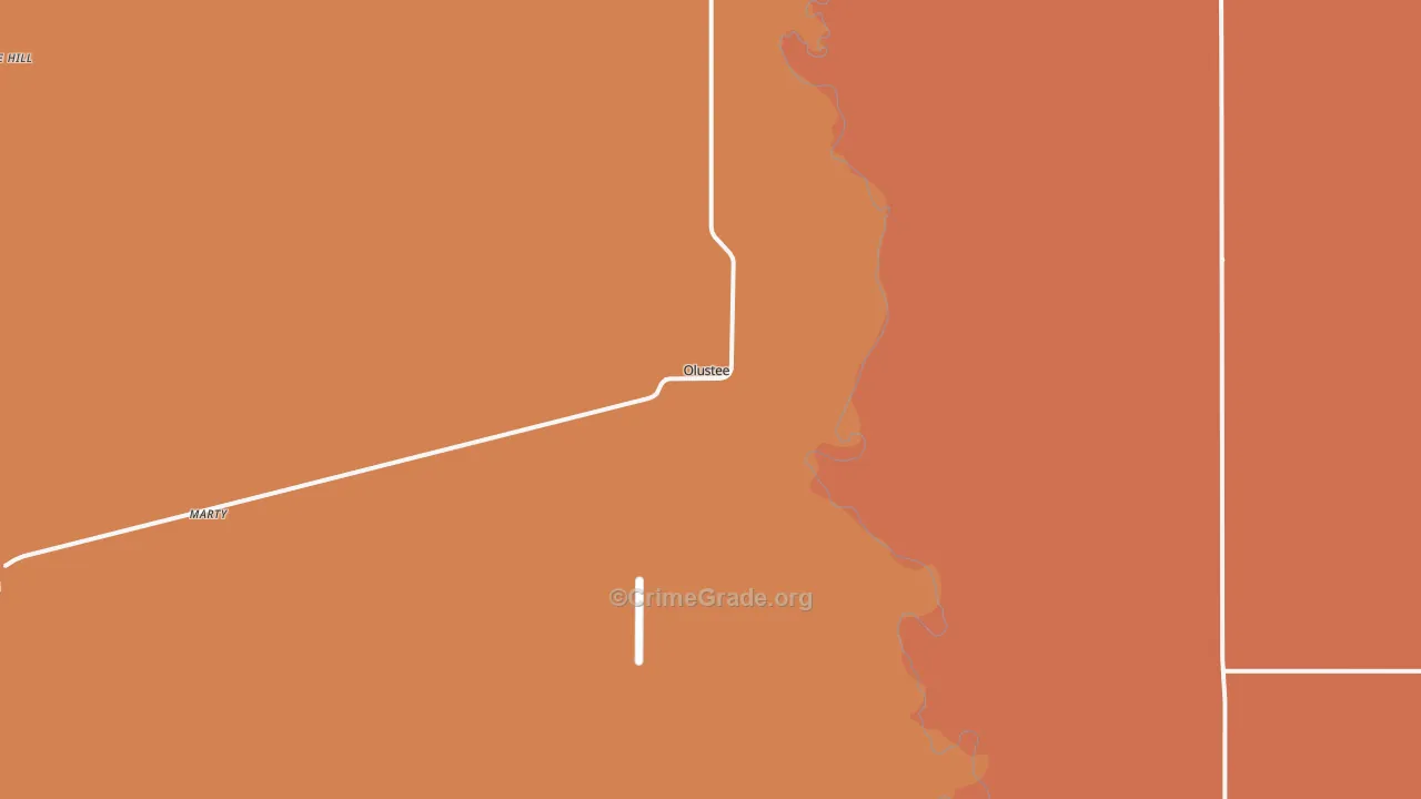 Olustee, OK Map of Robbery Rates