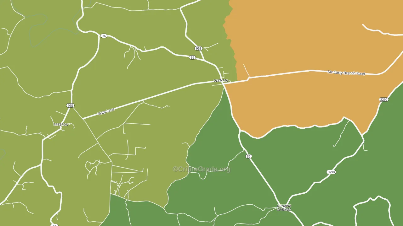 Olympia, KY Map of Robbery Rates
