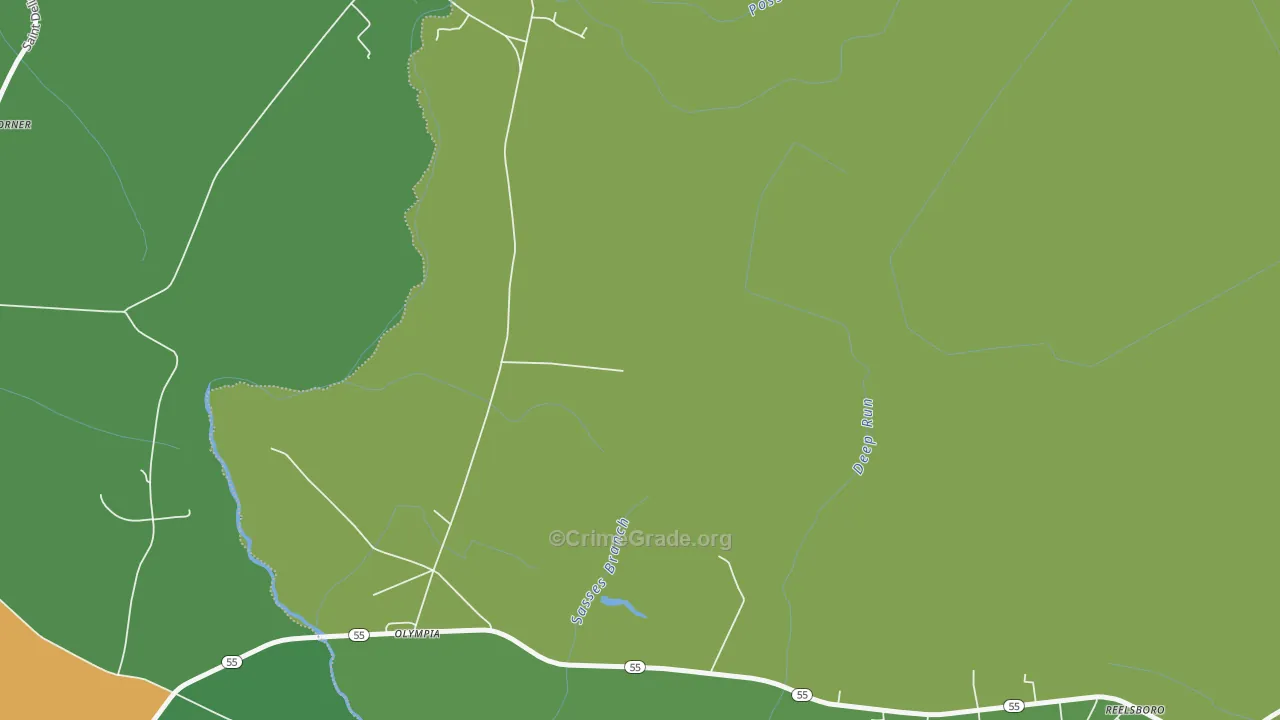 Olympia, NC Map of Robbery Rates