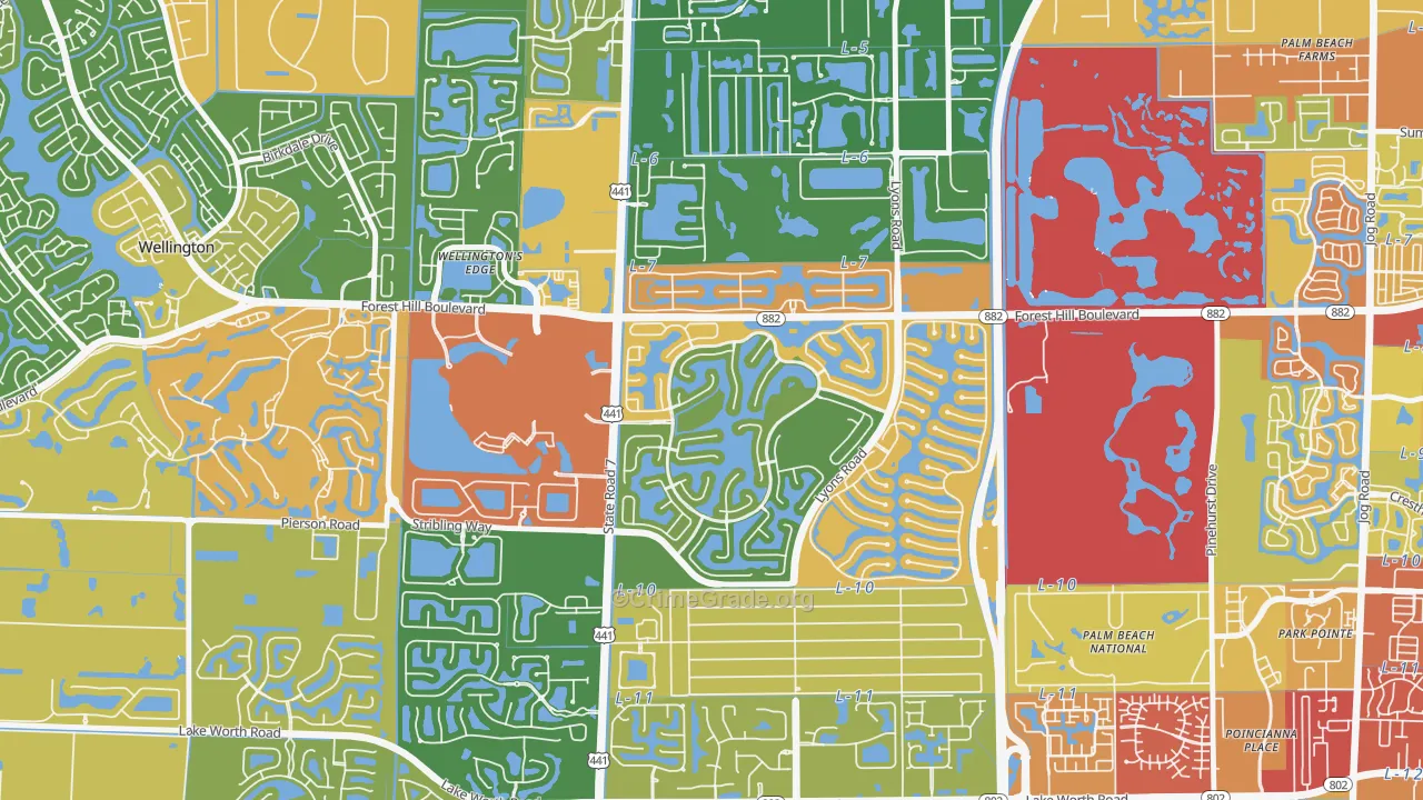 Olympia, Wellington, FL Map of Robbery Rates