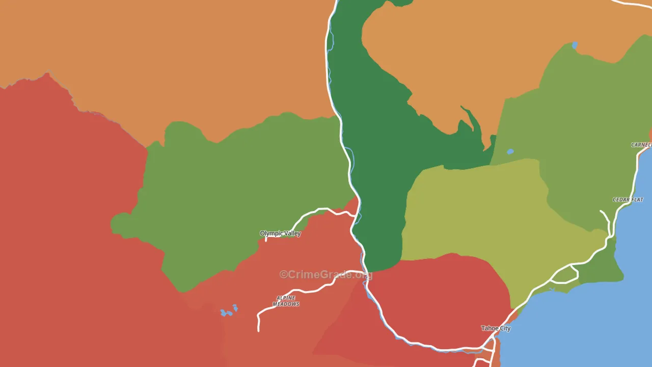 Olympic Valley, CA Map of Robbery Rates