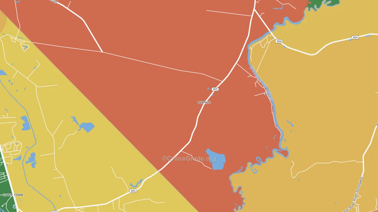 Olyphic, NC Map of Robbery Rates