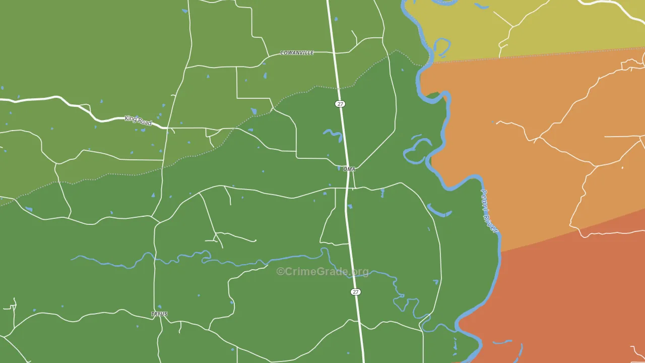 Oma, MS Map of Robbery Rates