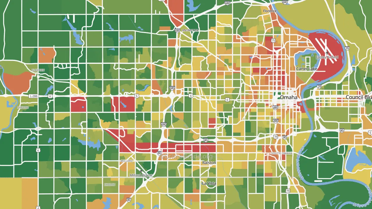 Omaha, NE Map of Robbery Rates