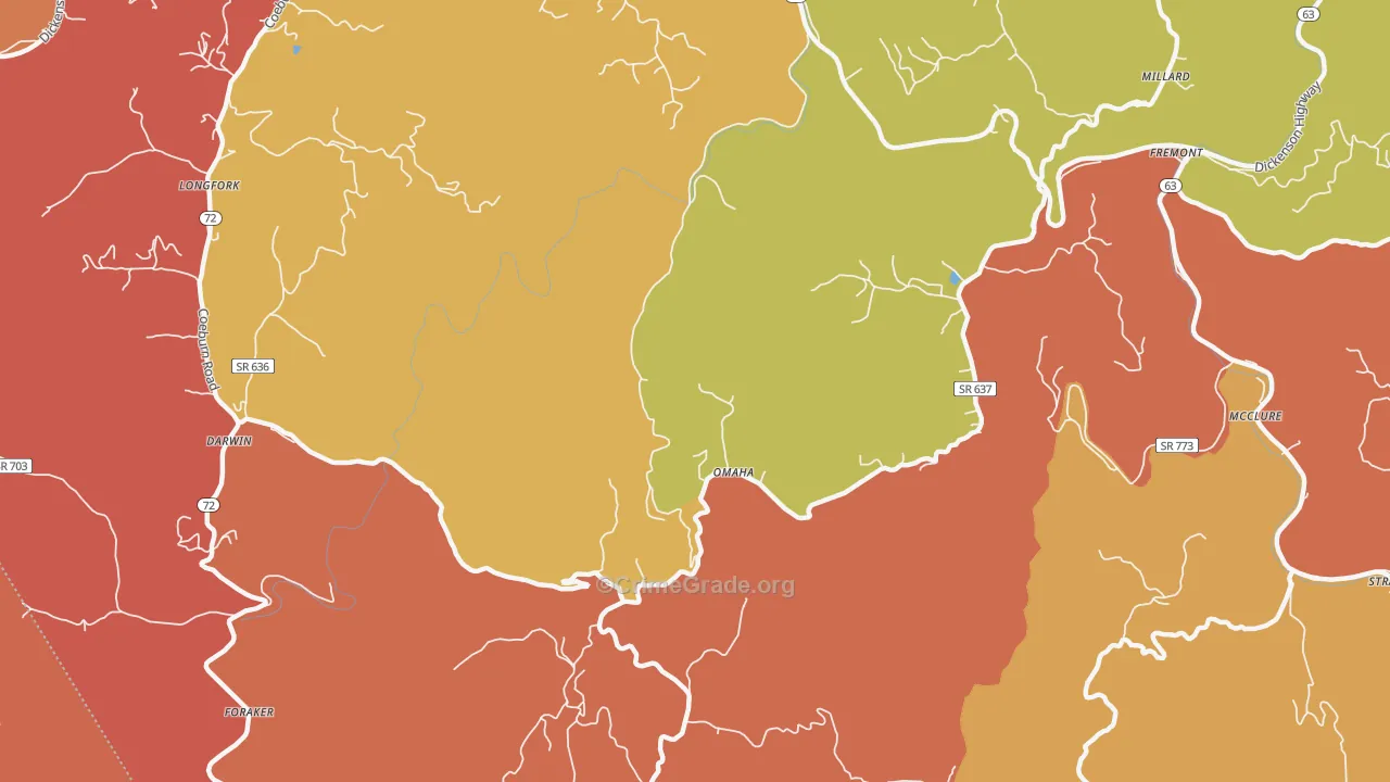 Omaha, VA Map of Robbery Rates