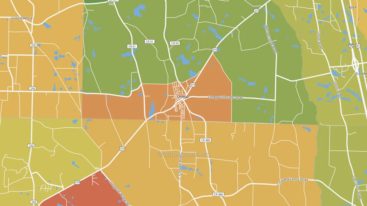 Omega, GA Map of Robbery Rates