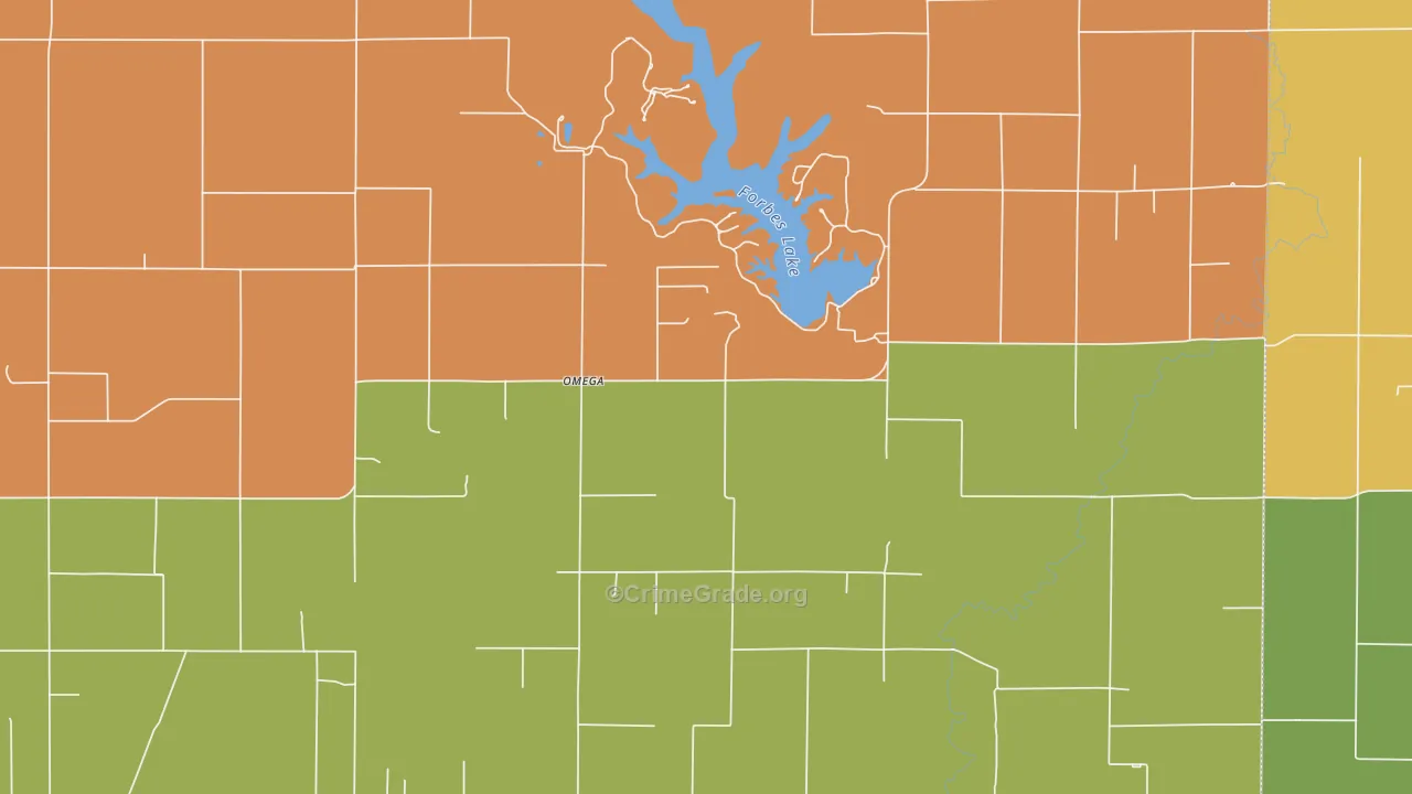 Omega, IL Map of Robbery Rates