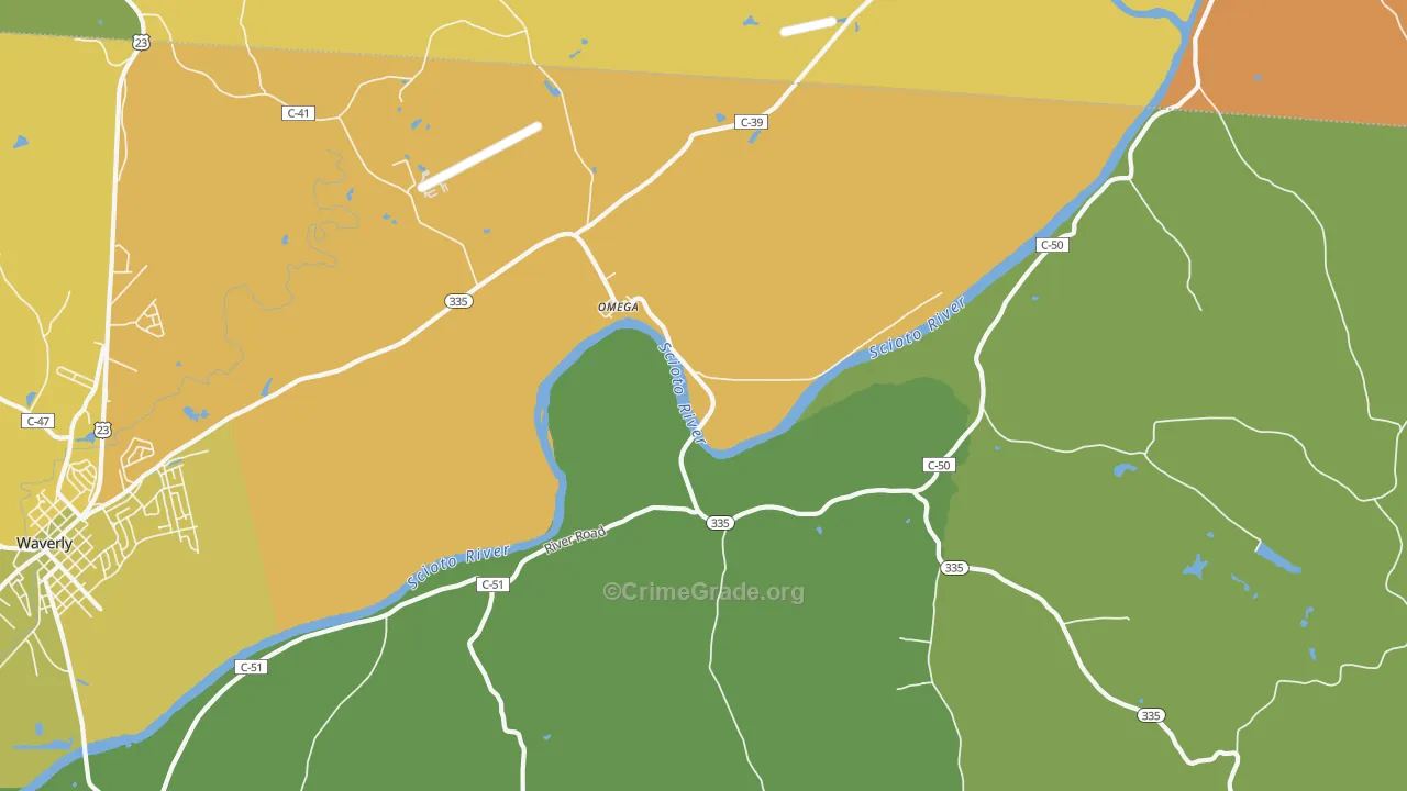Omega, OH Map of Robbery Rates