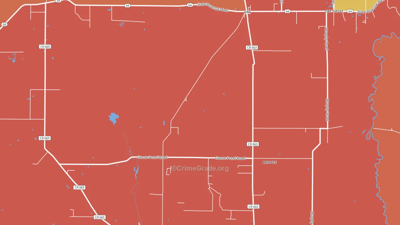Ona, FL Map of Robbery Rates